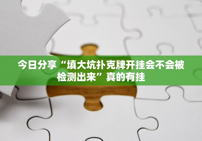今日分享“填大坑扑克牌开挂会不会被检测出来”真的有挂