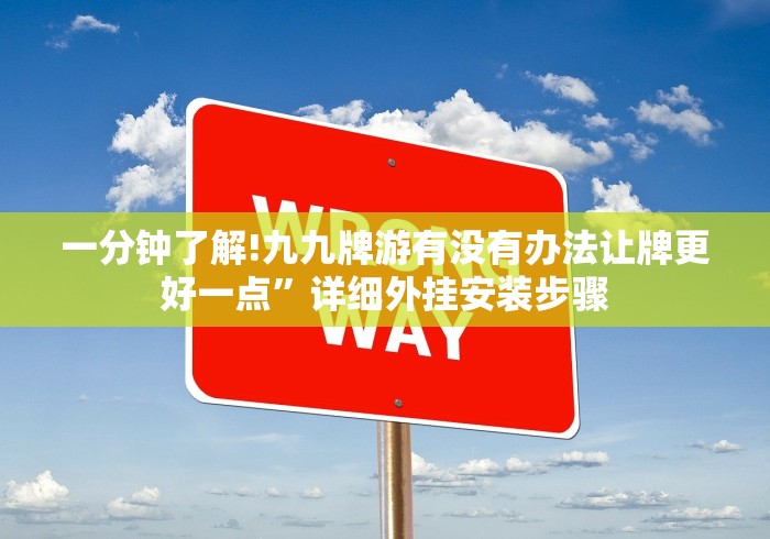 一分钟了解!九九牌游有没有办法让牌更好一点”详细外挂安装步骤